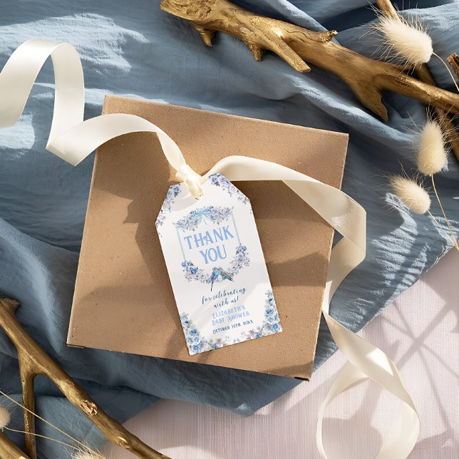 Es ist ein Boy Blue Floral Wappen Danke Geschenkanhänger (Von Creator hochgeladen)