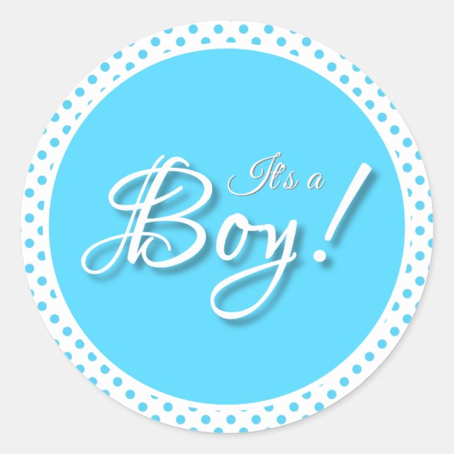 Es ist ein Boy-Blue-Polka-Punkt Runder Aufkleber (Vorderseite)