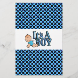 Es ist ein Boy Blue Text mit Baby Candy Bar Wrappe Briefpapier