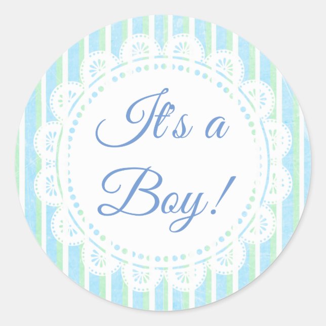 Es ist ein Boy Blue und Green Stripes Aufkleber (Vorderseite)