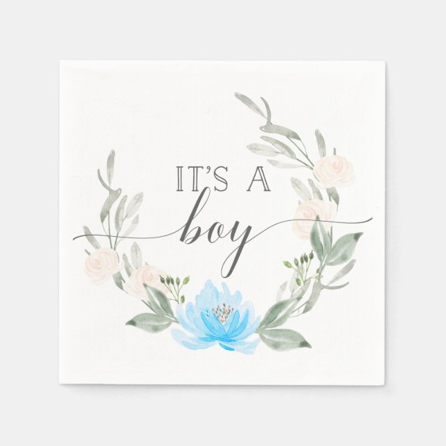 Es ist ein Boy Cocktail Napkins Pastel Blue Serviette (Vorderseite)