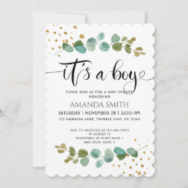 Es ist ein Boy Elegant Boy Eucalyptus Baby Shower Einladung