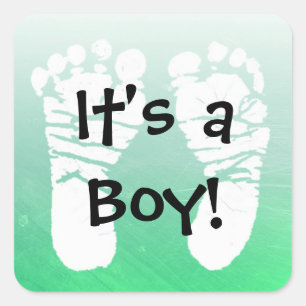 Es ist ein Boy Green Baby-Duschkleber Quadratischer Aufkleber