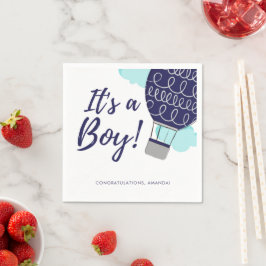 Es ist ein Boy Hot Air Ballon Blue Baby Dusche Serviette