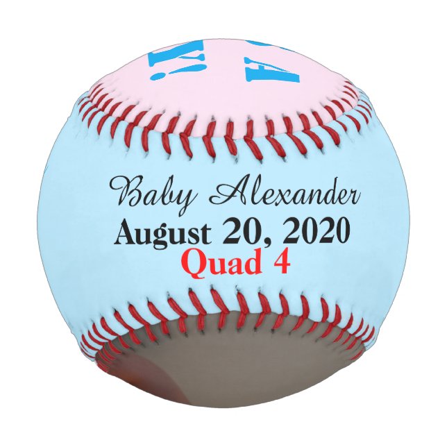 Es ist ein Boy Quad Blue Pink Foto Baseball (Vorderseite)