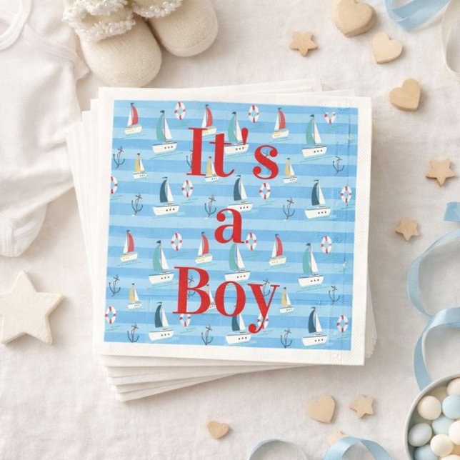 Es ist ein Boy Sailboat Paper Napkin Serviette (Von Creator hochgeladen)