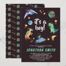 Es ist ein Boy Space Dinosaurier Galaxy Baby Showe