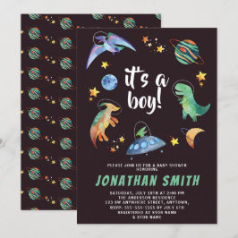 Es ist ein Boy Space Dinosaurier Galaxy Baby Showe Einladung