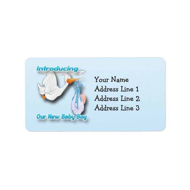 Es ist ein Boy Stork Birth Announcement Address La Adressaufkleber (Vorne)
