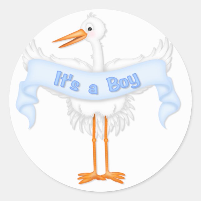 Es ist ein Boy Stork Sticker (Vorderseite)