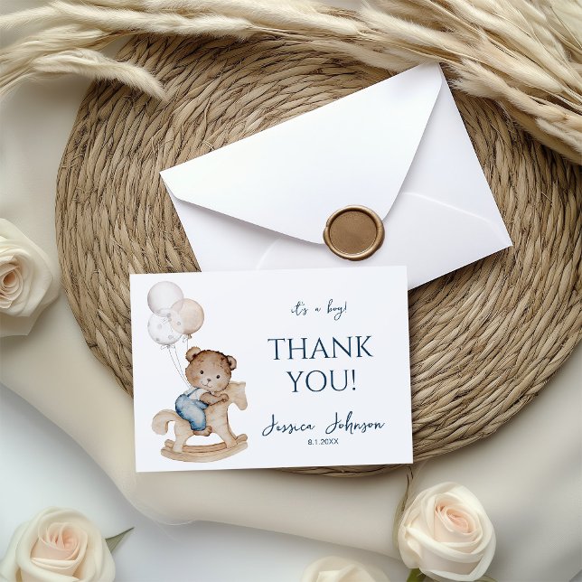 Es ist ein Boy Teddy Bären & Balloons Dankeskarte (Von Creator hochgeladen)