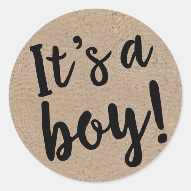 Es ist ein Boy Trendy Script auf Kraft Style Runder Aufkleber (Vorderseite)