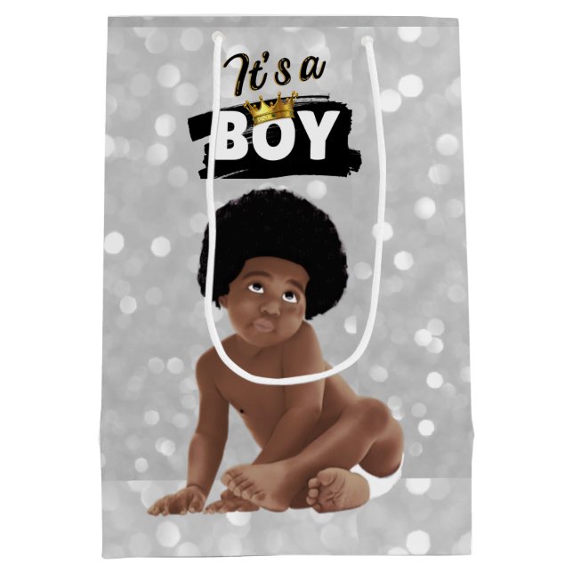Es ist ein Boy Urban 90er Hip Hop Afro Baby Boy Mittlere Geschenktüte (Rückseite)