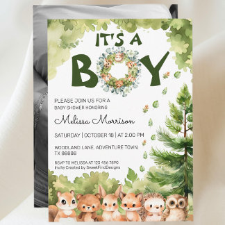 Es ist ein Boy Woodland Paradise Baby Boy Dusche Einladung