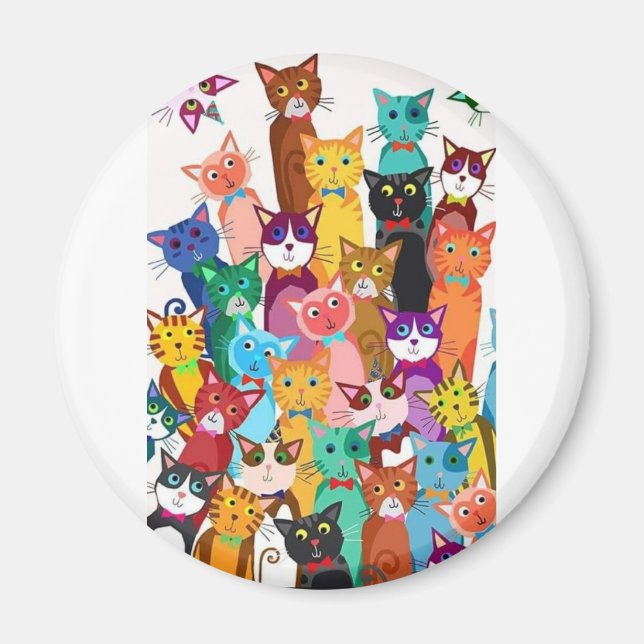 Es ist ein Cat's World Kühlschrank Magnet (Vorne)