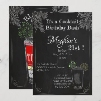 Es ist ein Cocktail Geburtstag Bash 21. Einladung