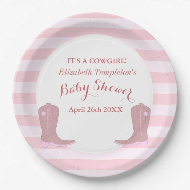 Es ist ein Cowgirl Country Baby Shower Teller (Vorderseite)