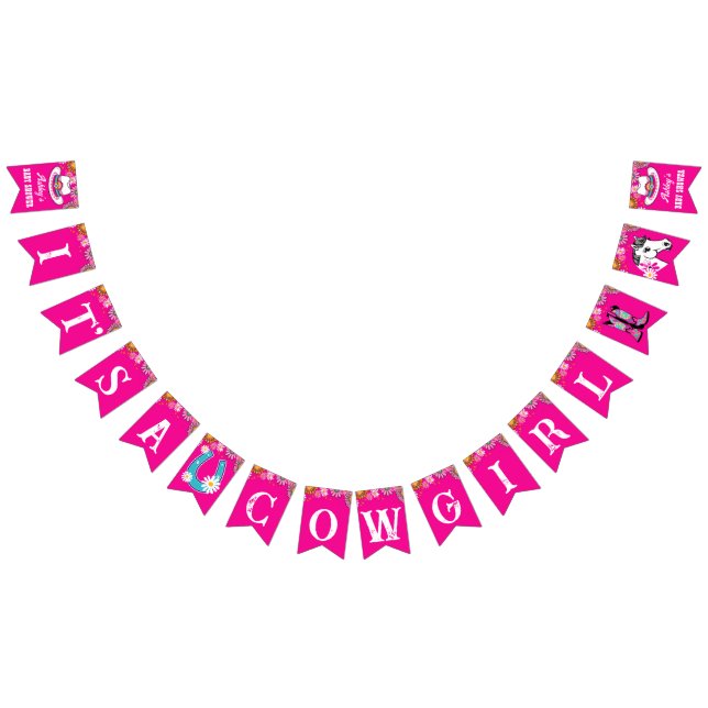 Es ist ein Cowgirl hellrosa Groovy Retro-Disy Wimpelkette (Alle)
