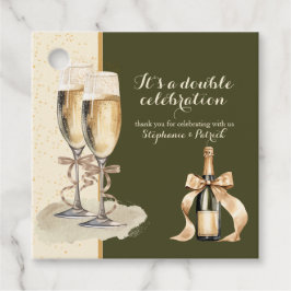 Es ist ein Doppel-Feier Gold Champagner Party Geschenkanhänger