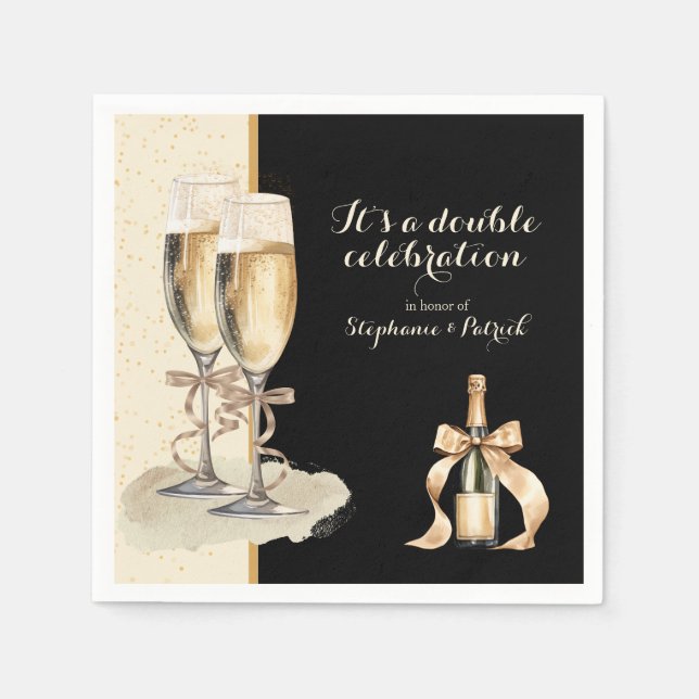 Es ist ein Doppel-Feier Gold Champagner Party Serviette (Vorderseite)