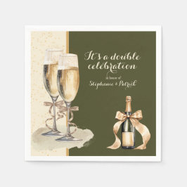 Es ist ein Doppel-Feier Gold Champagner Party Serviette