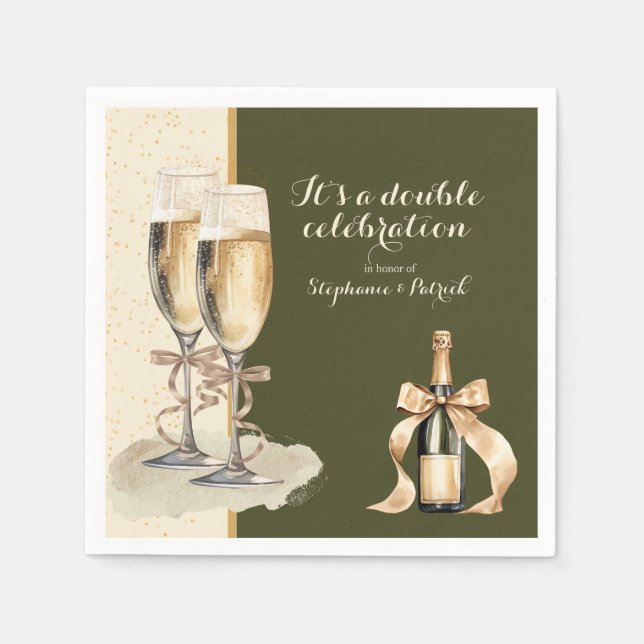Es ist ein Doppel-Feier Gold Champagner Party Serviette (Vorderseite)