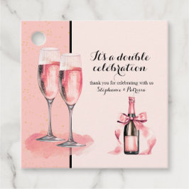 Es ist ein doppeltes Fest Rosa Champagner Geburtst Geschenkanhänger