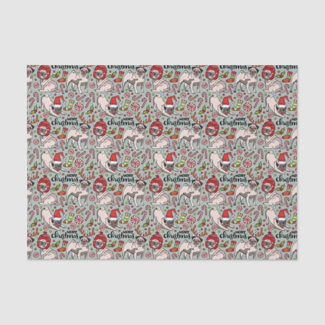 Es ist ein fröhliches Mops-Weihnachtsmuster Seidenpapier (Vorderseite)