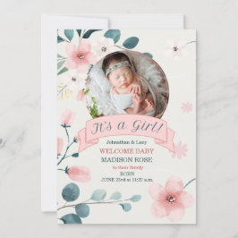 Es ist ein Geburt-Aquamarines Mädchen und Pfirsich Ankündigung