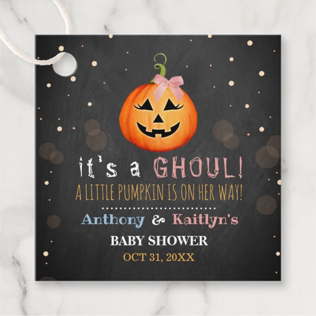 Es ist ein Ghoul! Little Pumpkin Halloween Kinderd Geschenkanhänger (Vorderseite)