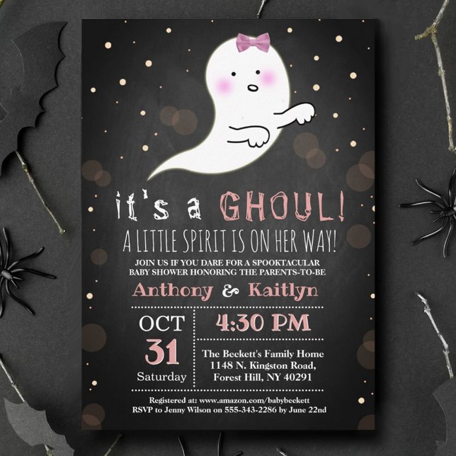 Es ist ein Ghoul! Little Spirit Halloween Baby Dus Einladung (Von Creator hochgeladen)