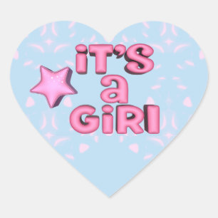 Es ist ein Girl 3D Text Star Herz-Aufkleber