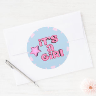 Es ist ein Girl 3D Text Star Runder Aufkleber