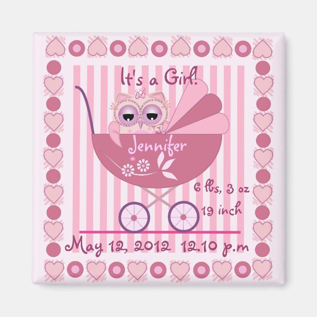 Es ist ein Girl Baby Announcement Magnet (Vorne)