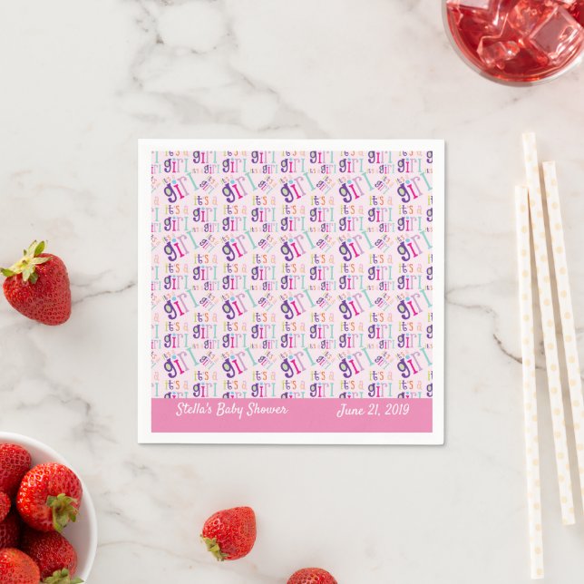 Es ist ein Girl Baby Shower Cocktail Napkin Serviette (Beispiel)