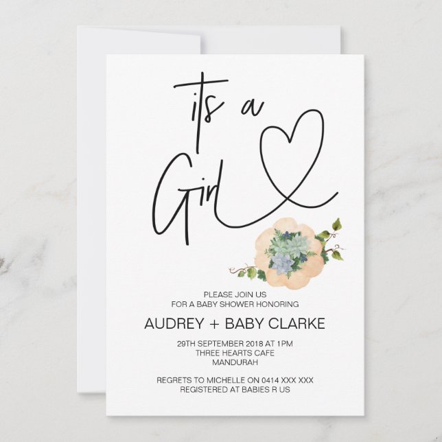 Es ist ein Girl Baby Shower Party Erntedank Fall Einladung (Vorderseite)