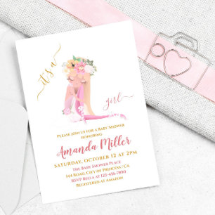 Es ist ein Girl Beautiful Ballerina Baby Shower In Einladung