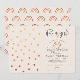 Es ist ein Girl Blush Pink Pastel Terracotta Rainb Einladung