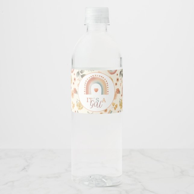 Es ist ein Girl Boho Rainbow Water Bottle Label -  (Vorderseite)