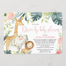 Es ist ein Girl Drive-by Baby Dusche Safari Tiere Einladung