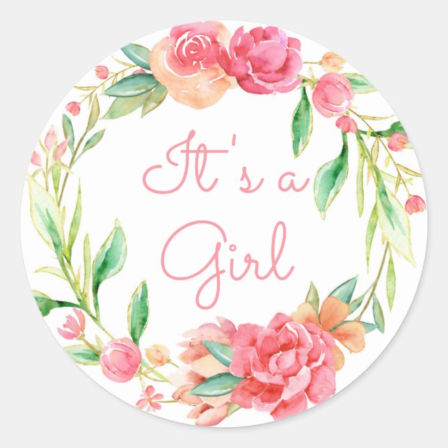 Es ist ein Girl-Floral-Kranz-Umschlag Aufkleber (Vorderseite)