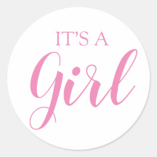 Es ist ein Girl Gender Reveal Pink Script Runder Aufkleber
