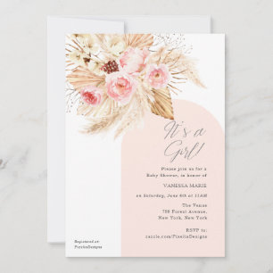 Es ist ein Girl Modern Arch Boho Floral Baby Dusch Einladung