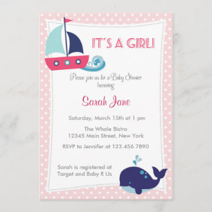 Es ist ein Girl Nautical Sailboat Baby Shower Invi Einladung