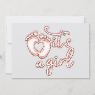 Es ist ein Girl New Baby Rose Gray Ballon Heart Fe Einladung