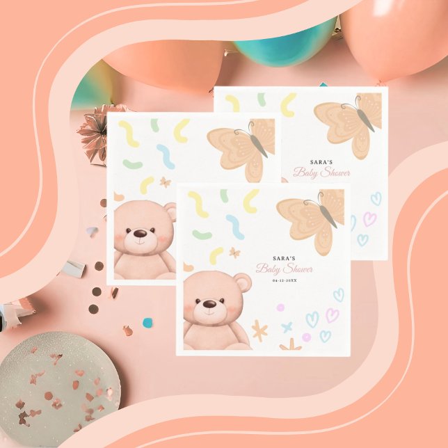 Es ist ein Girl Niedlich Teddy Bear Baby Shower Ca Serviette (It's a Girl Cute Teddy Bear Baby Shower Cartoon Napkins / Paper Napkins
)