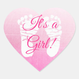 Es ist ein Girl Pink Baby Duschkleber Herz-Aufkleber