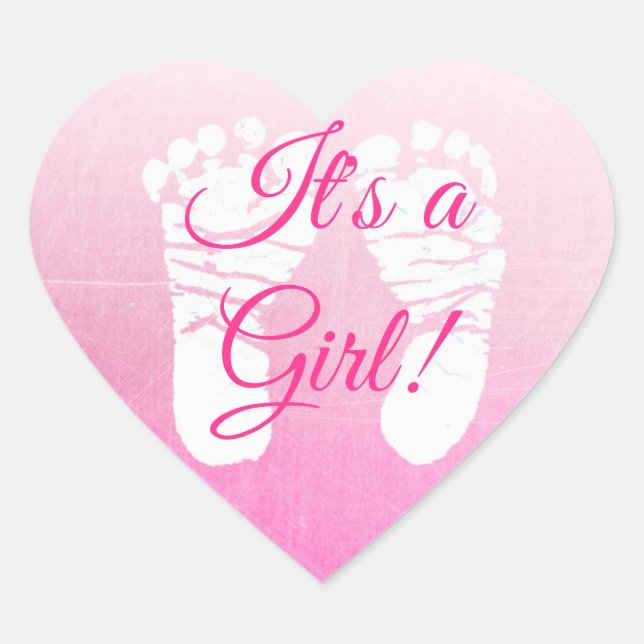 Es ist ein Girl Pink Baby Duschkleber Herz-Aufkleber (Vorderseite)