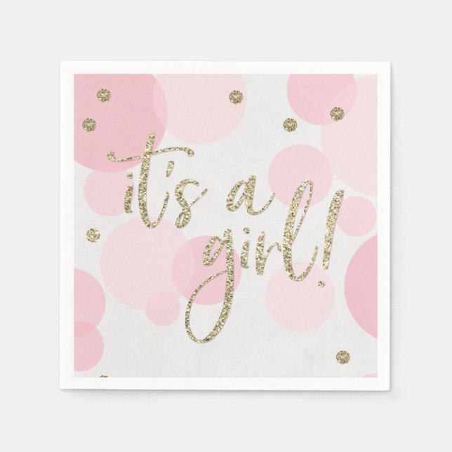 Es ist ein Girl Pink Baby Duschpapier Napkin Serviette (Vorderseite)