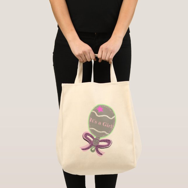 Es ist ein Girl Pink Baby Rattle Tote Bag Tragetasche (Vorderseite (Produkt))